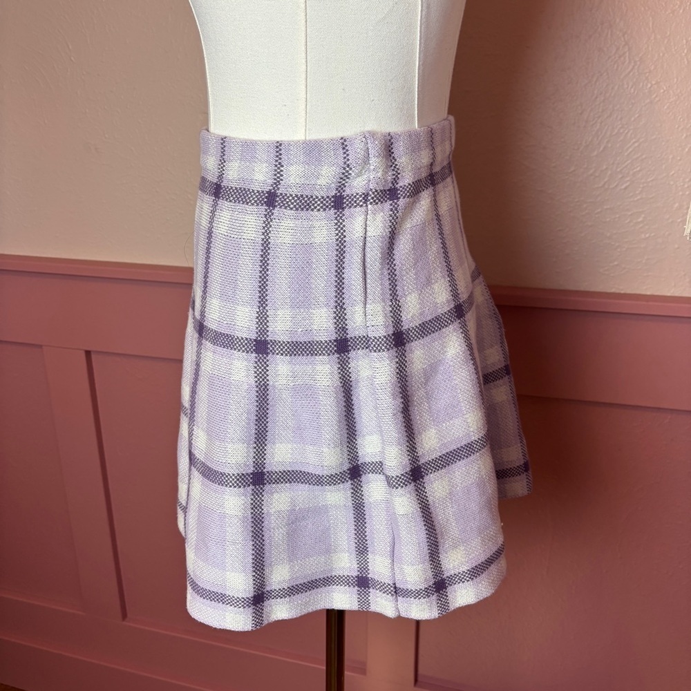 whimsy coquette bratz cottage fairy vintage cotton plaid y2k purple mini skirt - Picture 3 of 9